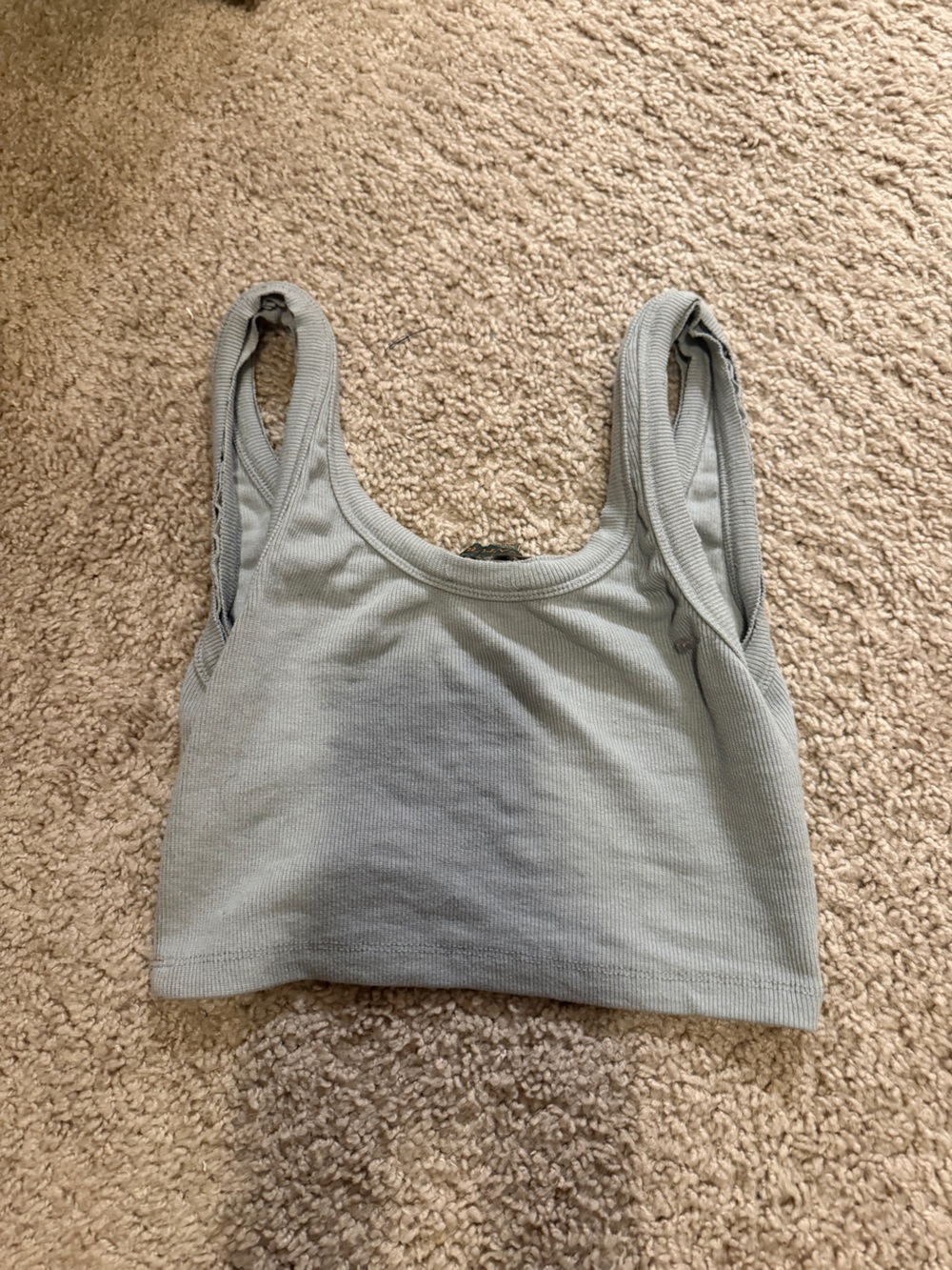 Light Gray Ribbed Racerback Workout Crop Tank - Picture 3 of 3